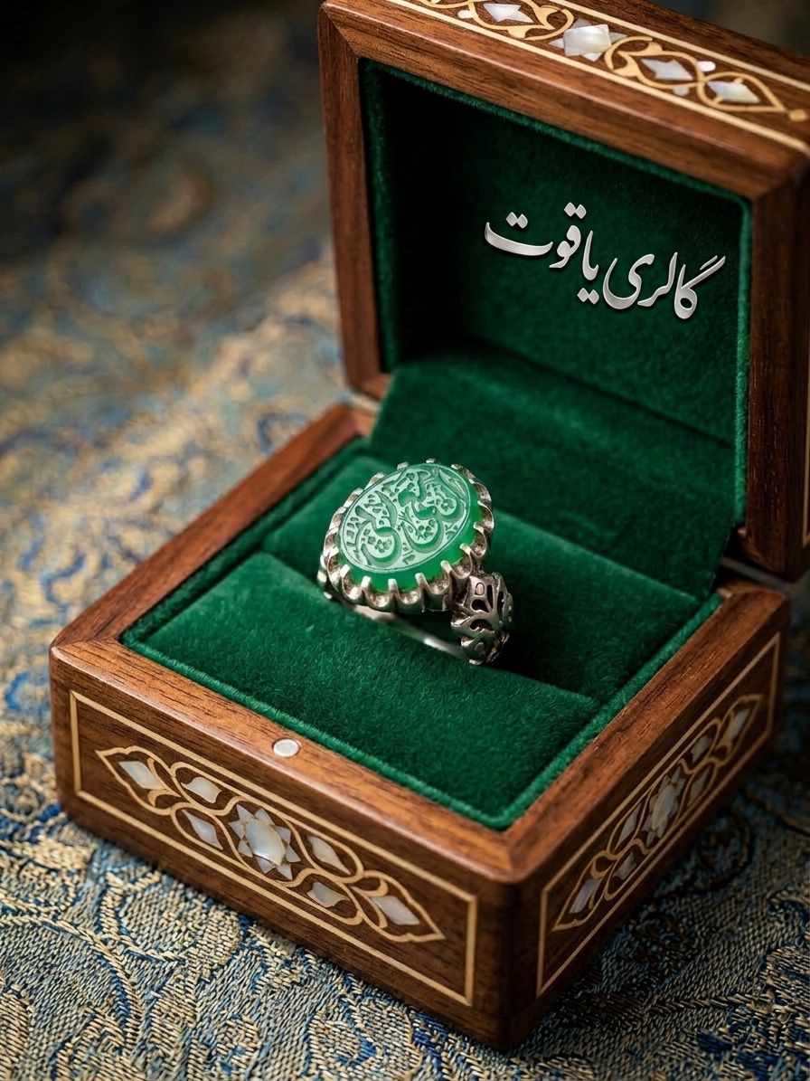انگشتر مردانه عقیق سبز خطی