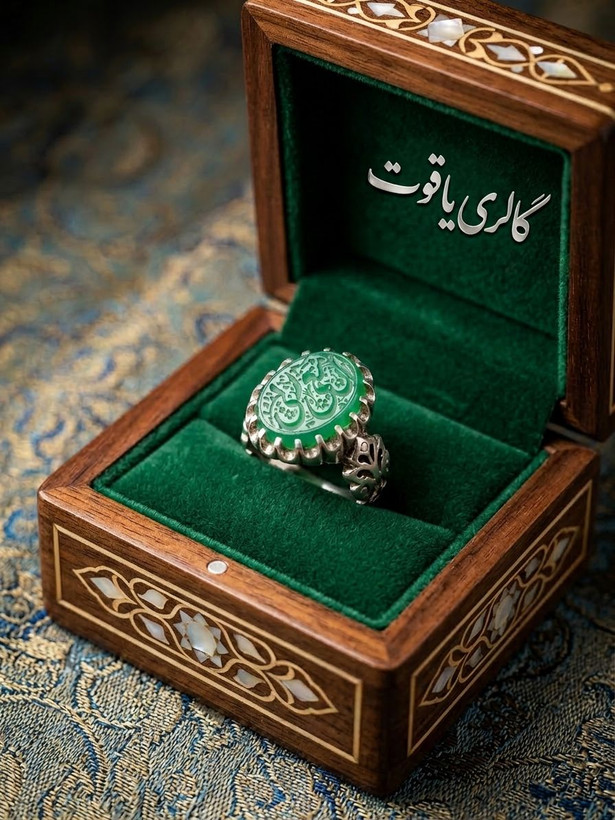انگشتر مردانه عقیق سبز خطی