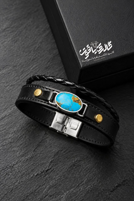 دستبند مردانه چرم طبیعی اصل